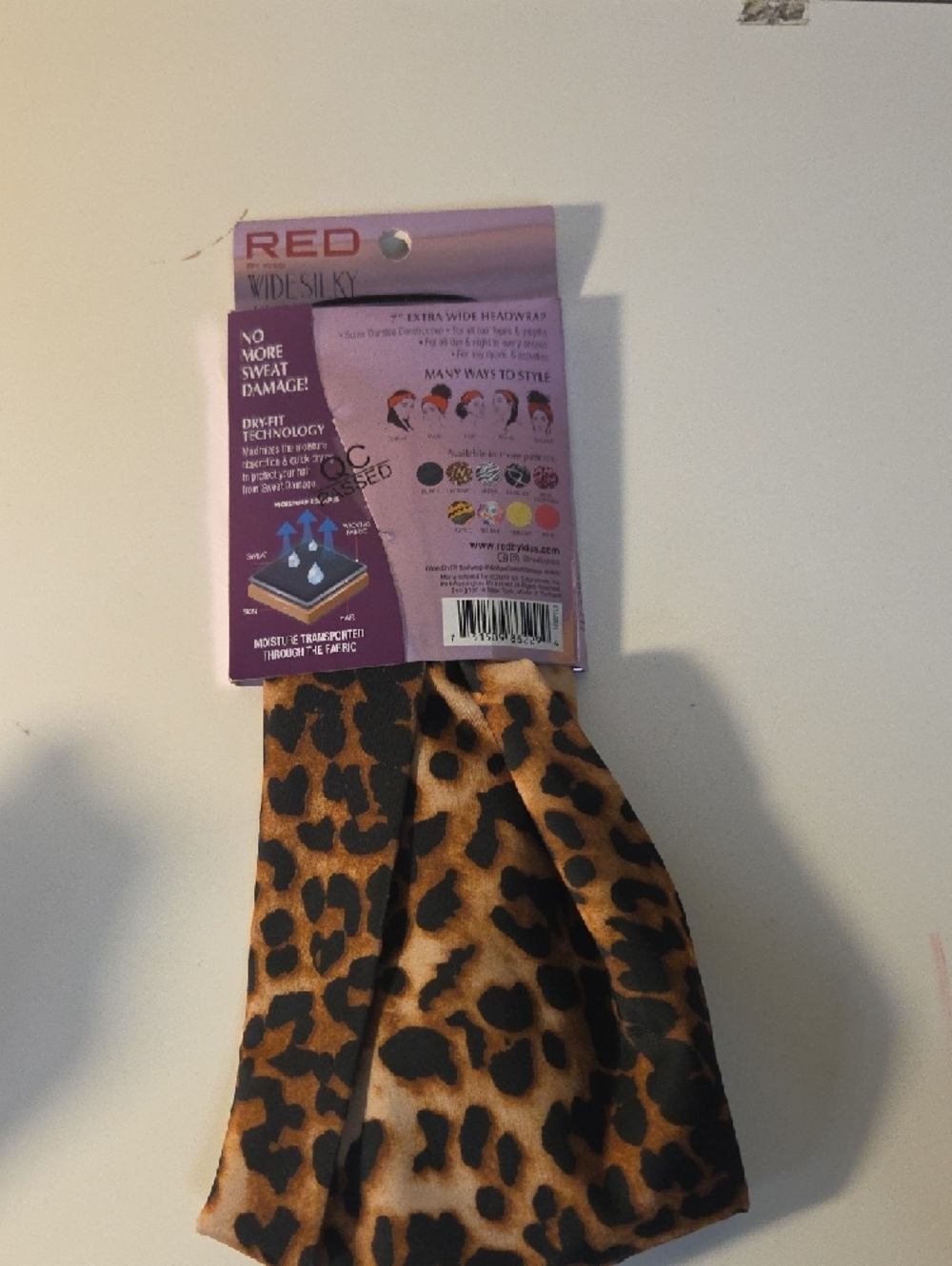 Red Wide Silky Leopard Headwrap - Brown & Black - Picture 2 of 3